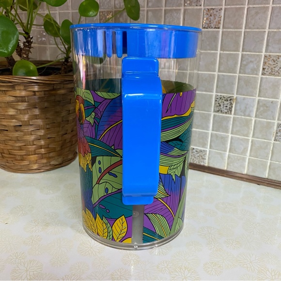 Vintage pitcher juice jug with lid plastic floral jungle design - Picture 6 of 8